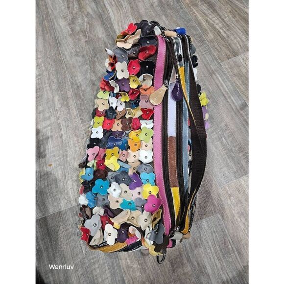 Leather Flower Petal Bohemian Hippie style purse - Picture 6 of 7